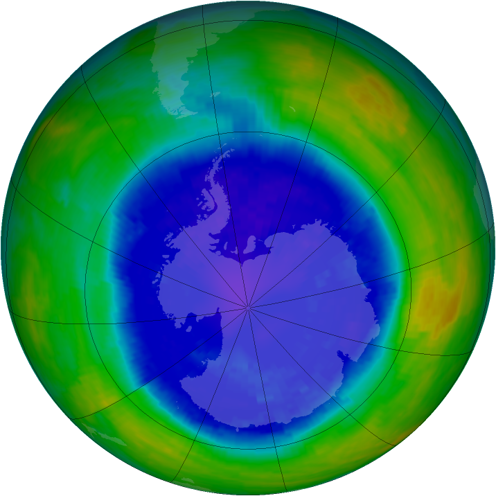 Antarctic ozone map for 12 September 1993